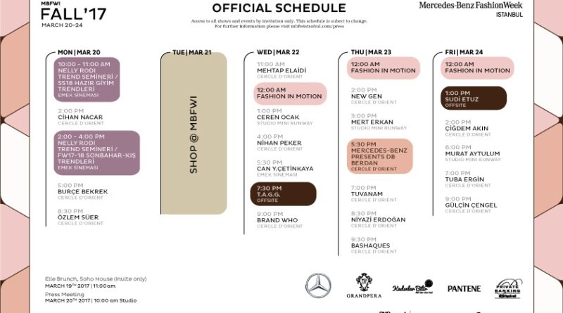 MBFWI Fall Winter 17 Official Schedule