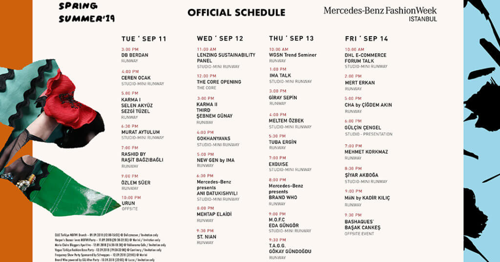Mercedes-Benz Fashion Week Istanbul Spring Summer 2019 Official Schedule